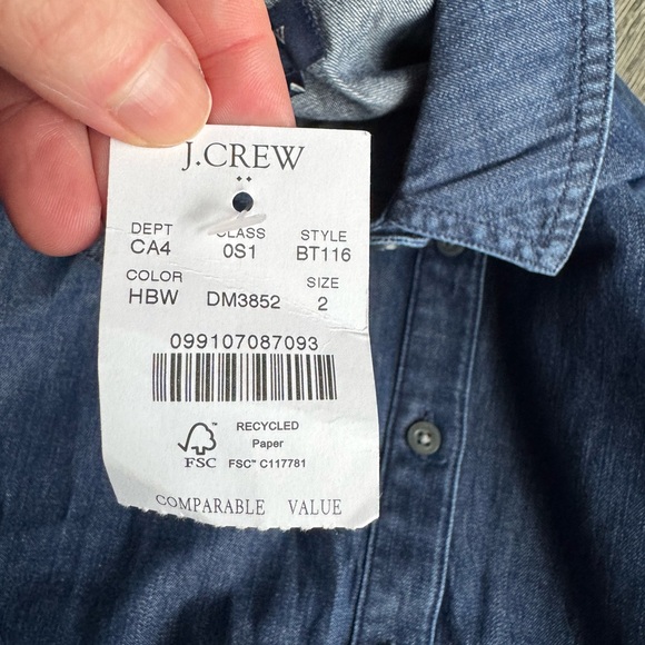 J. Crew Factory Chambray Collared Mini Shirtdress Size 2 - Picture 4 of 6